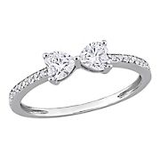 .6 ct. DEW Created Moissanite Duo Heart Ring in Sterling Silver - Size 7