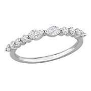 .4 ct. DEW Created Moissanite Semi-Eternity Ring in Sterling Silver - Size 7