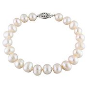 7.5-8mm Cultured Freshwater Pearl Strand Bracelet with Sterling Silver Clasp
