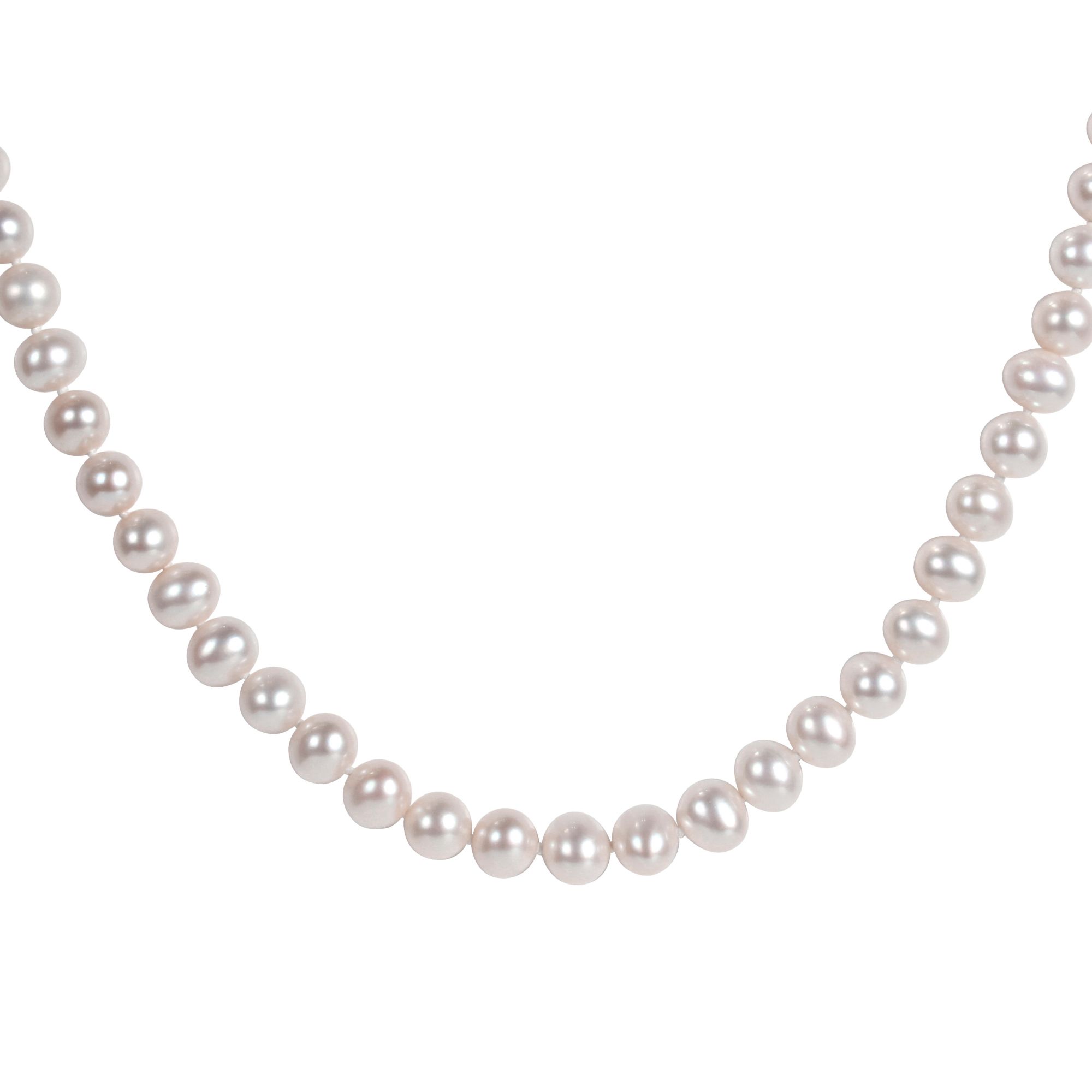 16 7.5-8mm Double Strand Pearl Necklace with 14K White Gold Decorative Clasp