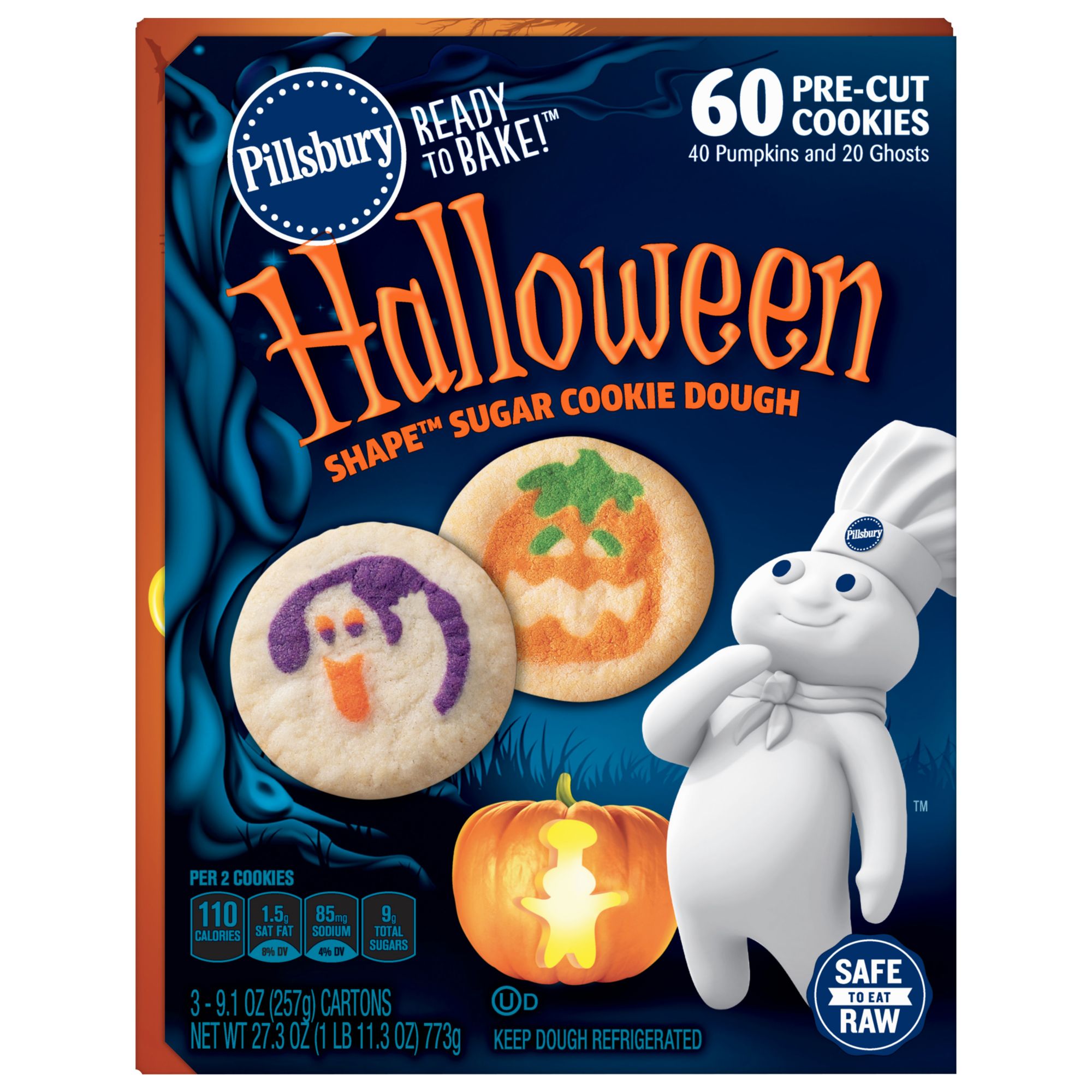 Pillsbury Halloween Shape Sugar Cookie Dough 60 ct. BJ s Wholesale Club