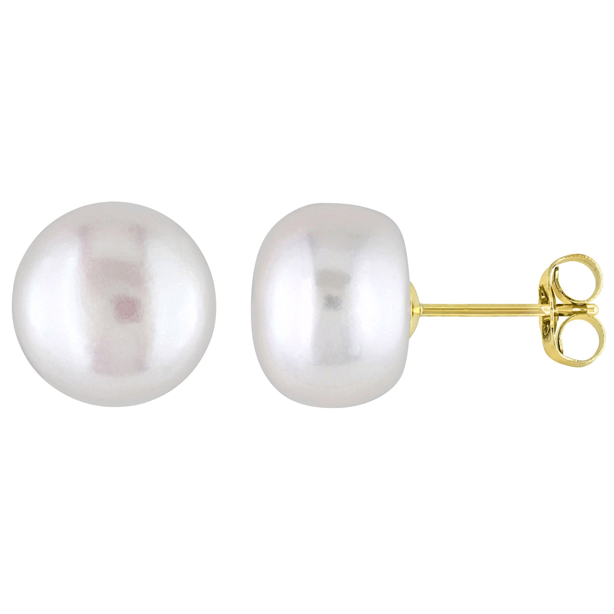9-10mm Cultured Freshwater Pearl Stud Earrings in 10k Yellow Gold
