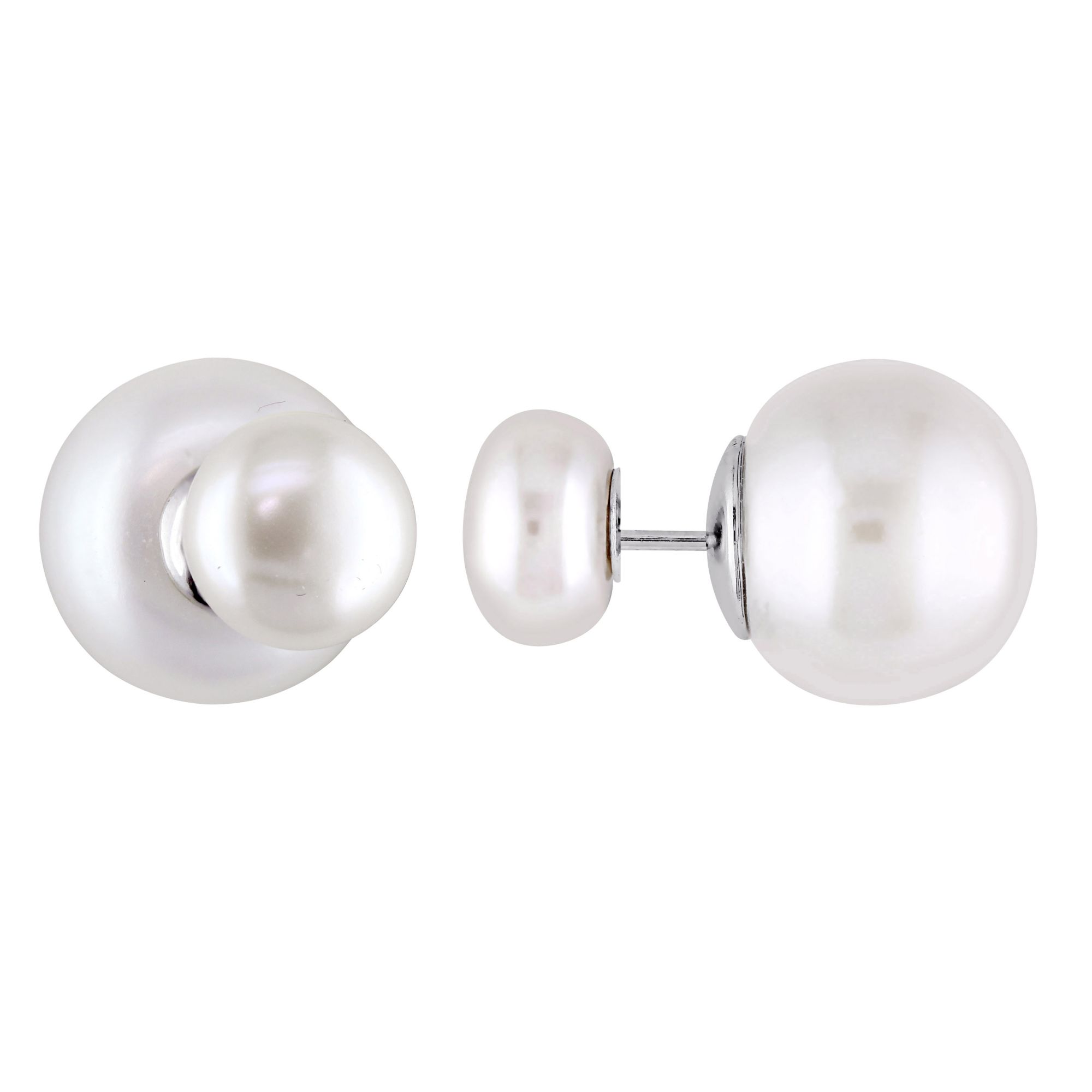 8-8.5mm Cultured Freshwater Pearl Tribal Earrings in Sterling Silver