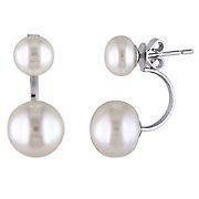 7-7.5 mm Cultured Freshwater Pearl Earrings with Jackets in Sterling Silver
