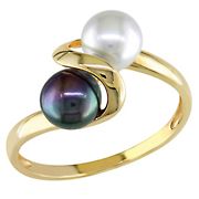 5.5-6mm Cultured Freshwater Pearl 2-Stone Ring in 10k Yellow Gold - Size 11