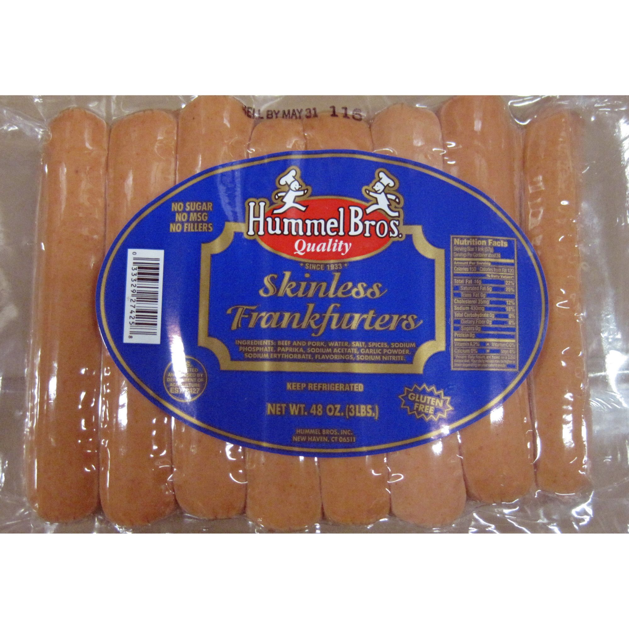 Hummel Bros. Skinless Franks, 3 lbs.