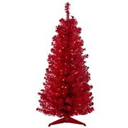 Northlight 4' Pre-Lit Slim Red Artificial Christmas Tree - Clear Lights