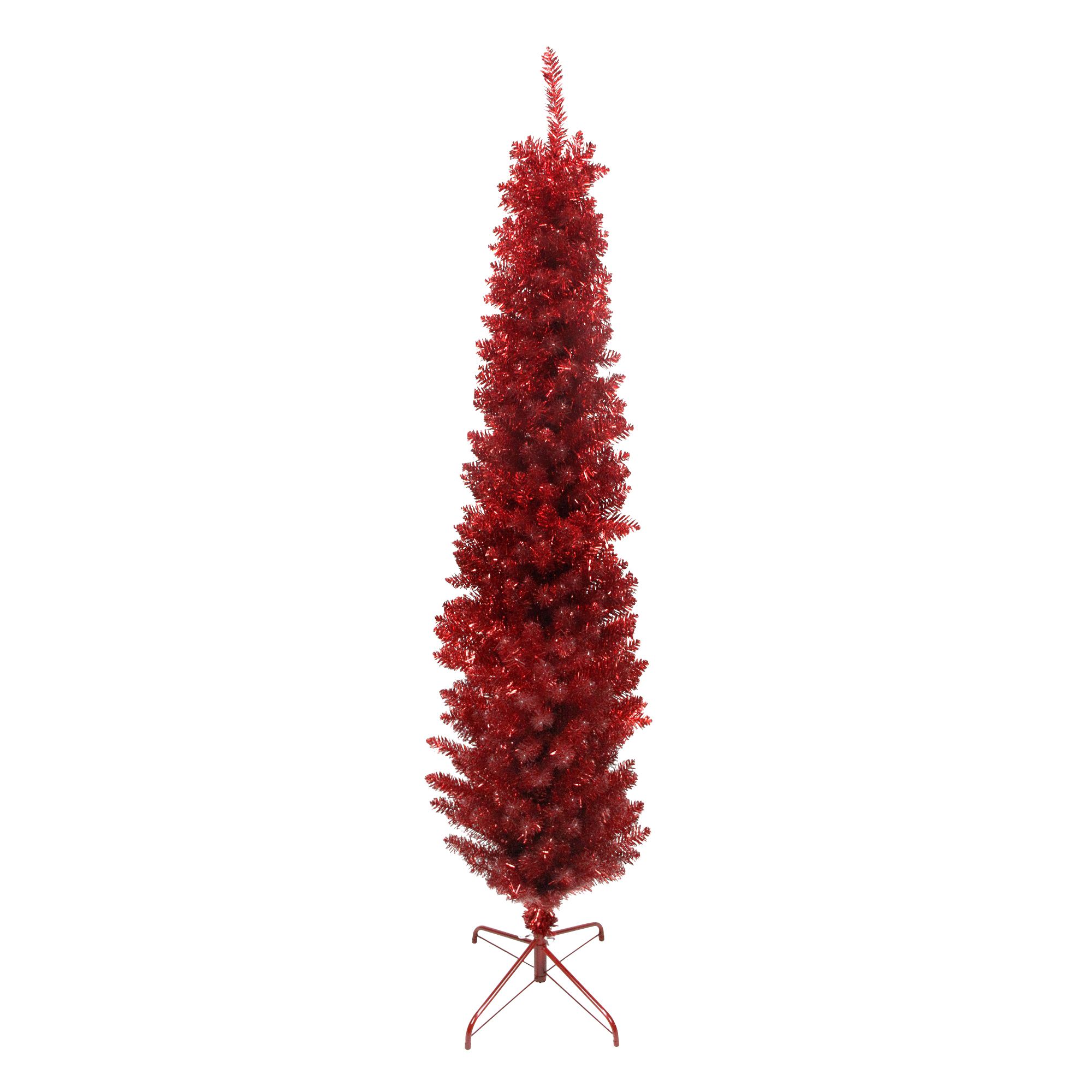 Northlight 6' Pencil Red Tinsel Artificial Christmas Tree - Unlit