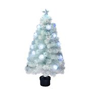 Northlight 4' Pre-Lit Medium White Iridescent Fiber Optic Artificial Christmas Tree - Blue LED Lights