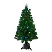 Northlight 4' Pre-Lit Potted Fiber Optic with Star Tree Topper Medium Artificial Christmas Tree- Multicolor LED Lights