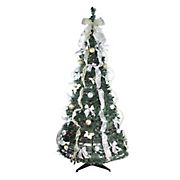 Northlight 6' Pre-Lit Silver and Gold Pre-Decorated Pop-Up Artificial Christmas Tree