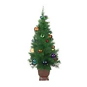 Northlight 4' Potted Multi-Color Ball Ornament Artificial Christmas Tree - Unlit
