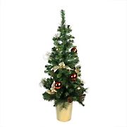 Northlight 48&quot; Red  Gold and Copper Potted Artificial Christmas Tree - Unlit