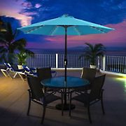 MISSBRELLA 9' 56-LED Lighted Market Solar Patio Table Aluminum Umbrella - Black
