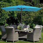 MISSBRELLA 10' x 7' 54 LED Lighted Market Rectangular Solar Patio Table Aluminum Umbrella - Blue
