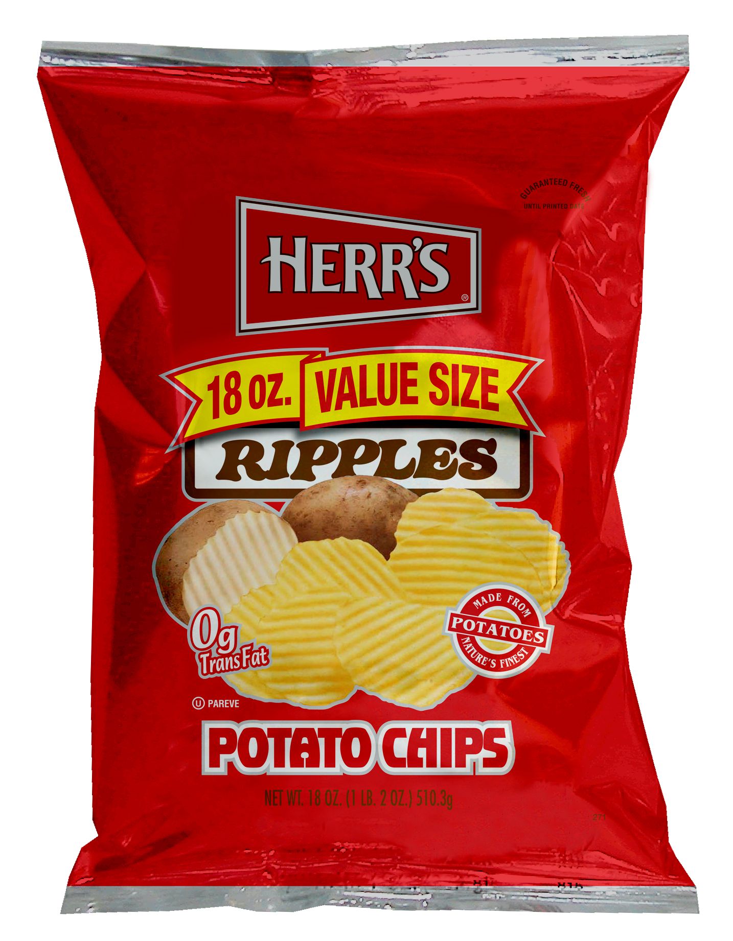 HERR'S Ripple Potato Chips, 18 oz.