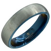 Men's Blue/Silver Ring in Tungsten, Size 9