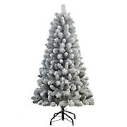 Puleo International 4.5' Flocked Virginia Pine Artificial Christmas Tree with Stand