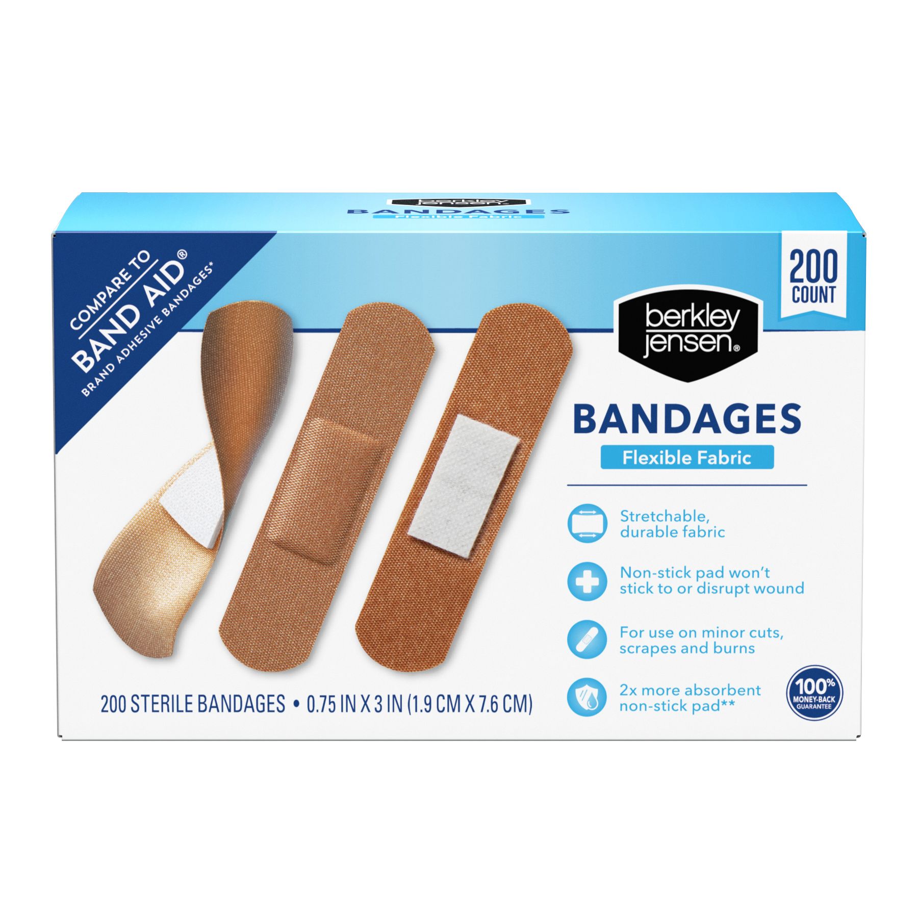 Berkley Jensen Flex-Fabric Bandage, 3/4&quot; x 3&quot;, 200 ct.