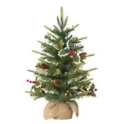 Puleo International 2' Table Top Pre-Lit Tree with Pine Cones in Tan Sac