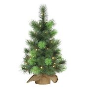 Puleo International 2' Table Top Pre-Lit Tree with 35 ct. Lights in Tan Sac