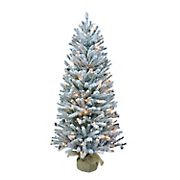 Puleo International 3' Flocked Fir Pre-Lit Tree with 50 ct. Lights and Pines Cones