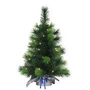 Puleo International 2' Table Top Pre-Lit Tree with 35 ct. Lights in Silver Sac