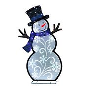 Puleo International 30&quot; Lighted Outdoor Snowman with 137 ct. LED Lights - White/Blue/Black