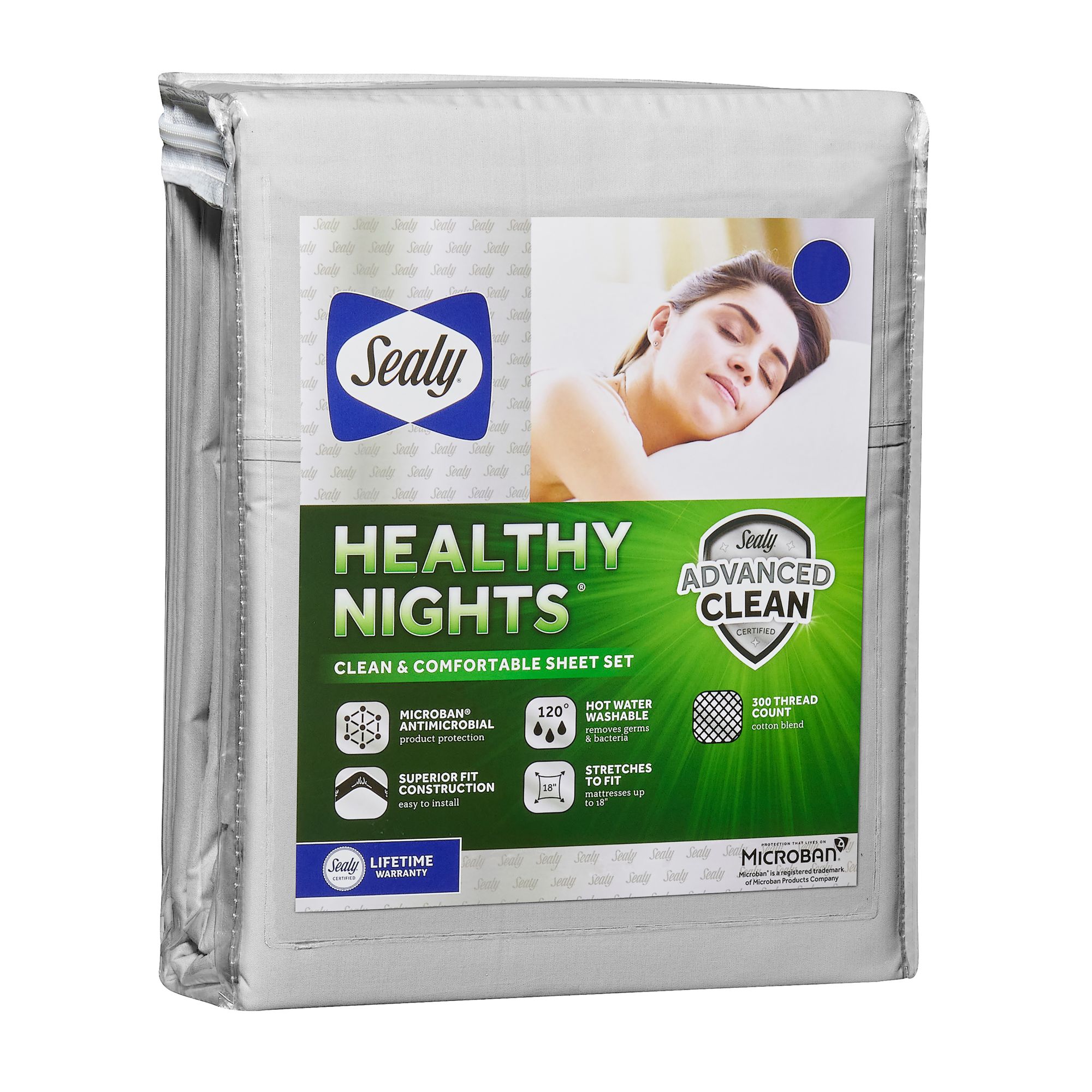 Sealy Healthy Nights 300 Thread Count Twin Size Sheet Set - MicroChip