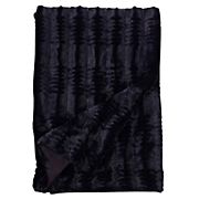 Swift Home Cozy and Soft Embossed Faux-Fur Reverse to Micomink Throw Blanket - Black