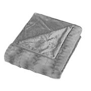 Swift Home Cozy and Soft Full/Queen Size Micro-Mink Embossed Faux Fur Throw Blanket - Gray
