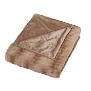 Swift Home Cozy and Soft Twin Size Micro-Mink Embossed Faux Fur Throw Blanket - Tan