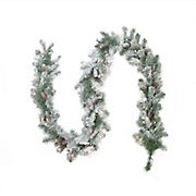 Northlight 9' x 8&quot; Pre-lit Flocked Victoria Pine Artificial Christmas Garland - Clear Lights