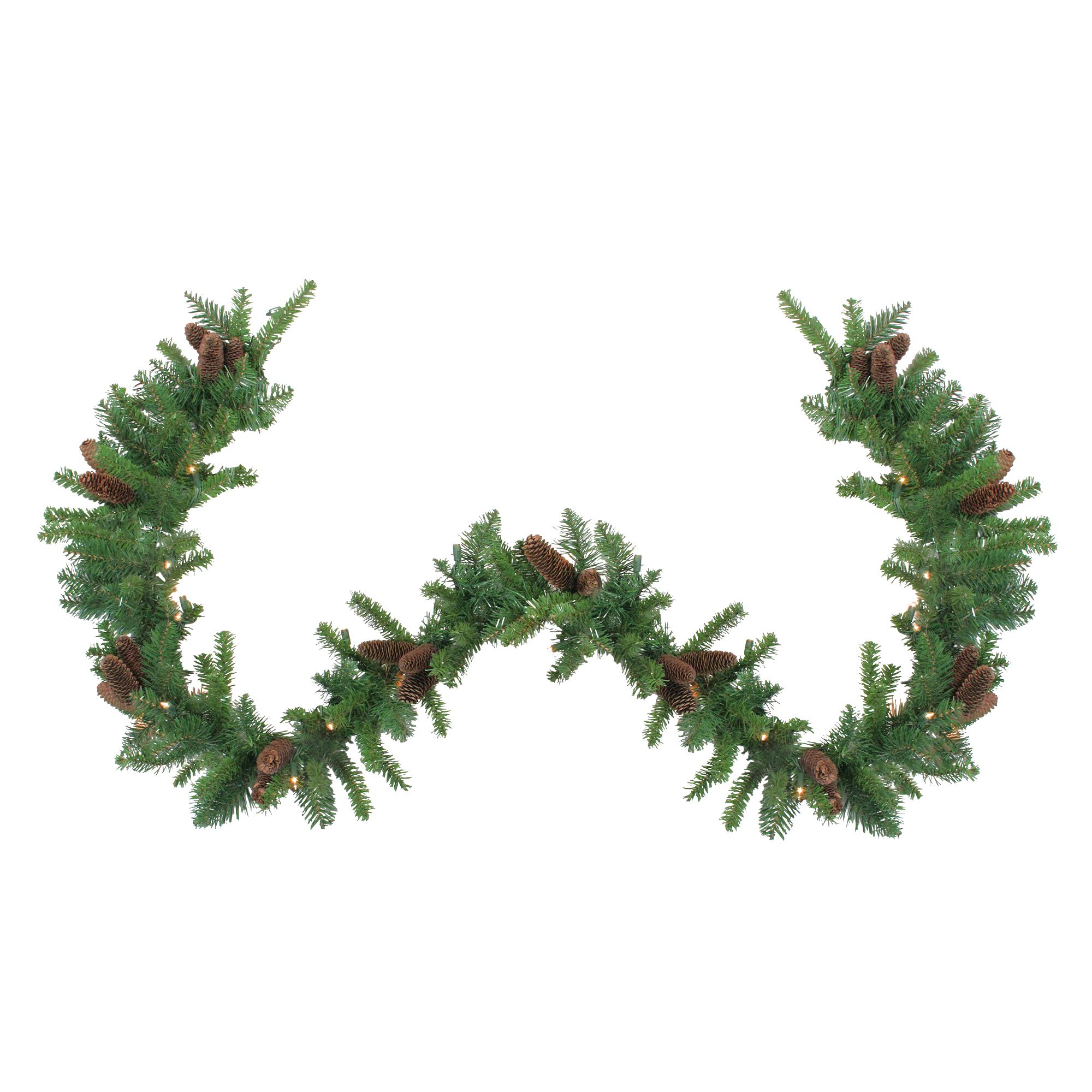 Northlight 9' x 12&quot; Pre-Lit Dakota Green and Brown Pine Artificial Christmas Garland - Clear Dura Lights