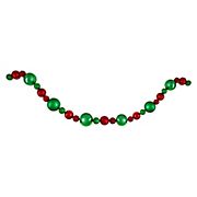Northlight 6' Red and Green 3-Finish Shatterproof Ball Christmas Garland