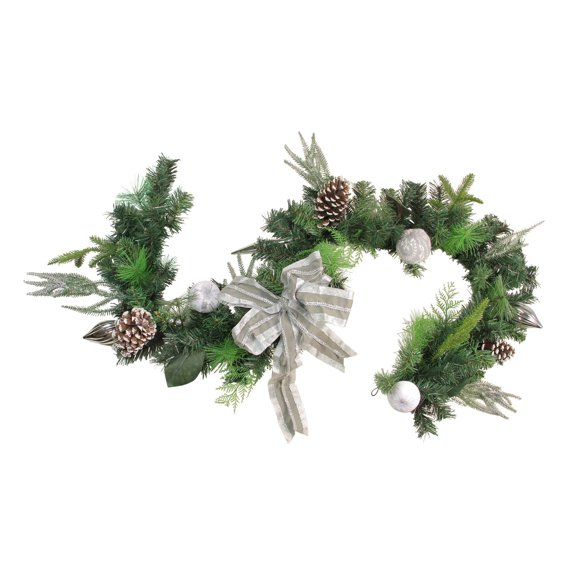 Northlight 6' x 11&quot; Bow and Pine Cone Artificial Christmas Garland - Unlit