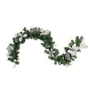 Northlight 6&quot; Silver Poinsettia and Pinecone Artificial Christmas Garland - Unlit