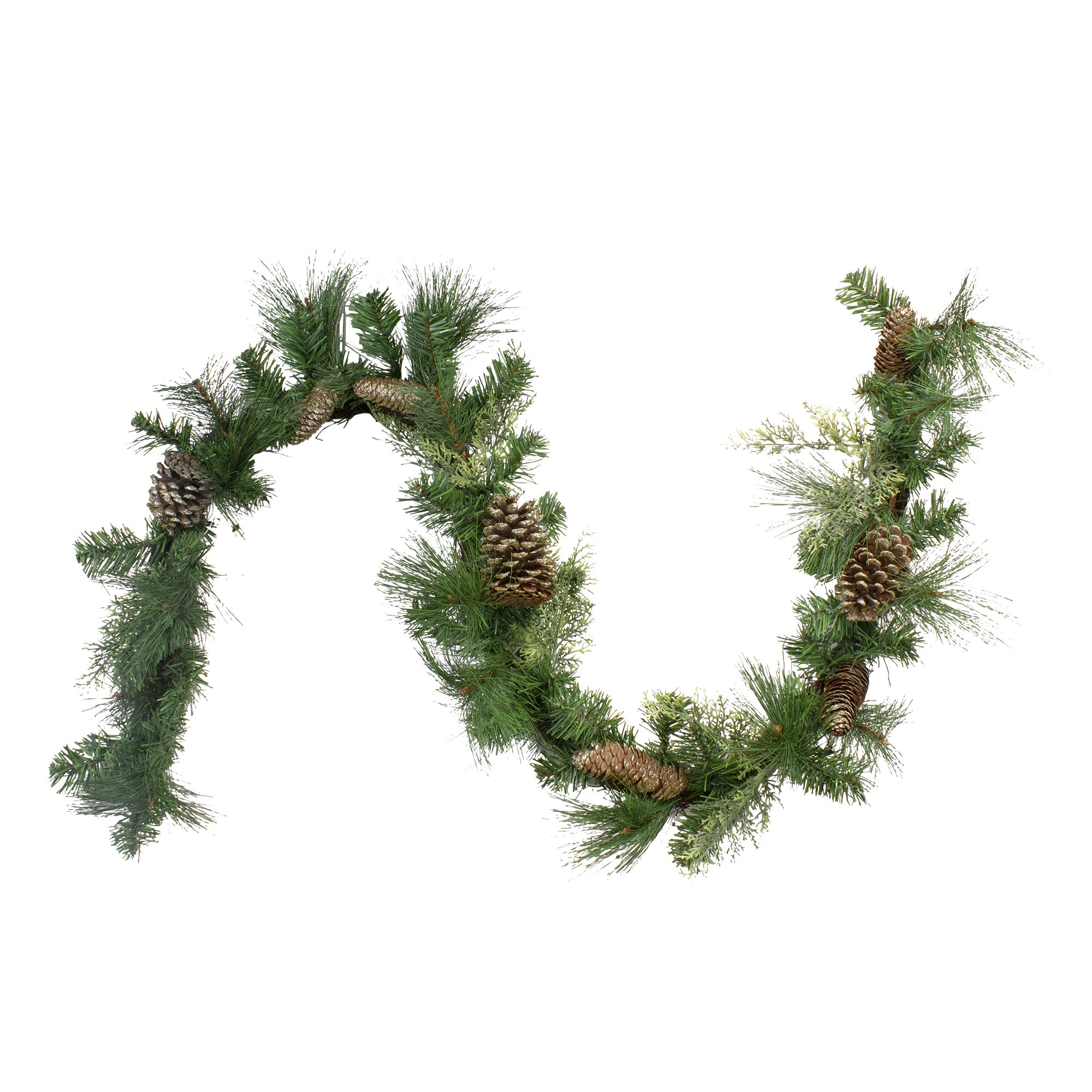 Northlight 6' x 14&quot; Mixed Pine and Glitter Pine Cones Christmas Garland - Unlit
