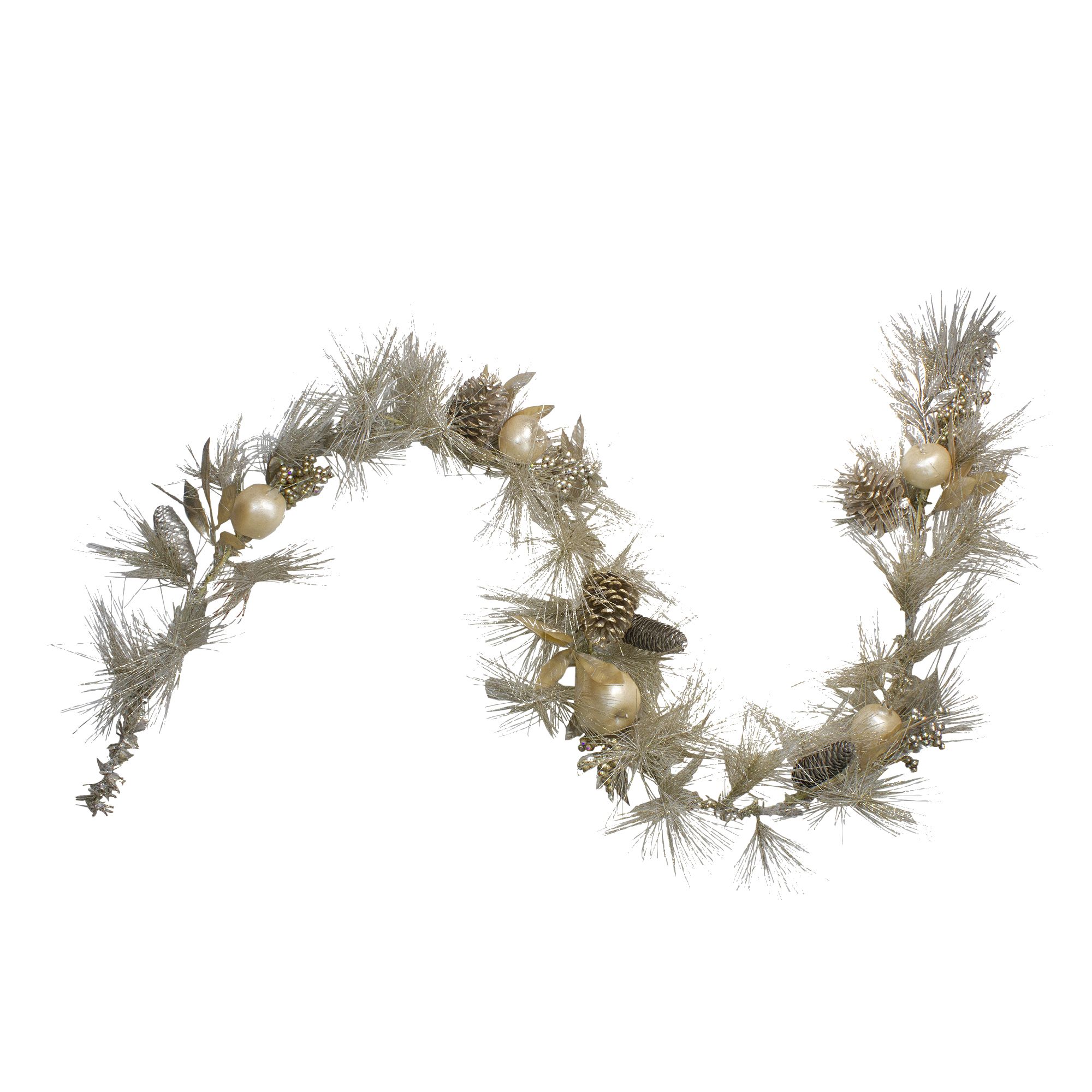 Northlight 6.5' x 9&quot; Pomegranate and Apple Pine Needle Artificial Christmas Garland - Unlit