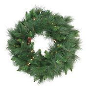 Northlight 24&quot; Pre-Lit White Valley Pine Artificial Christmas Wreath - Clear Lights
