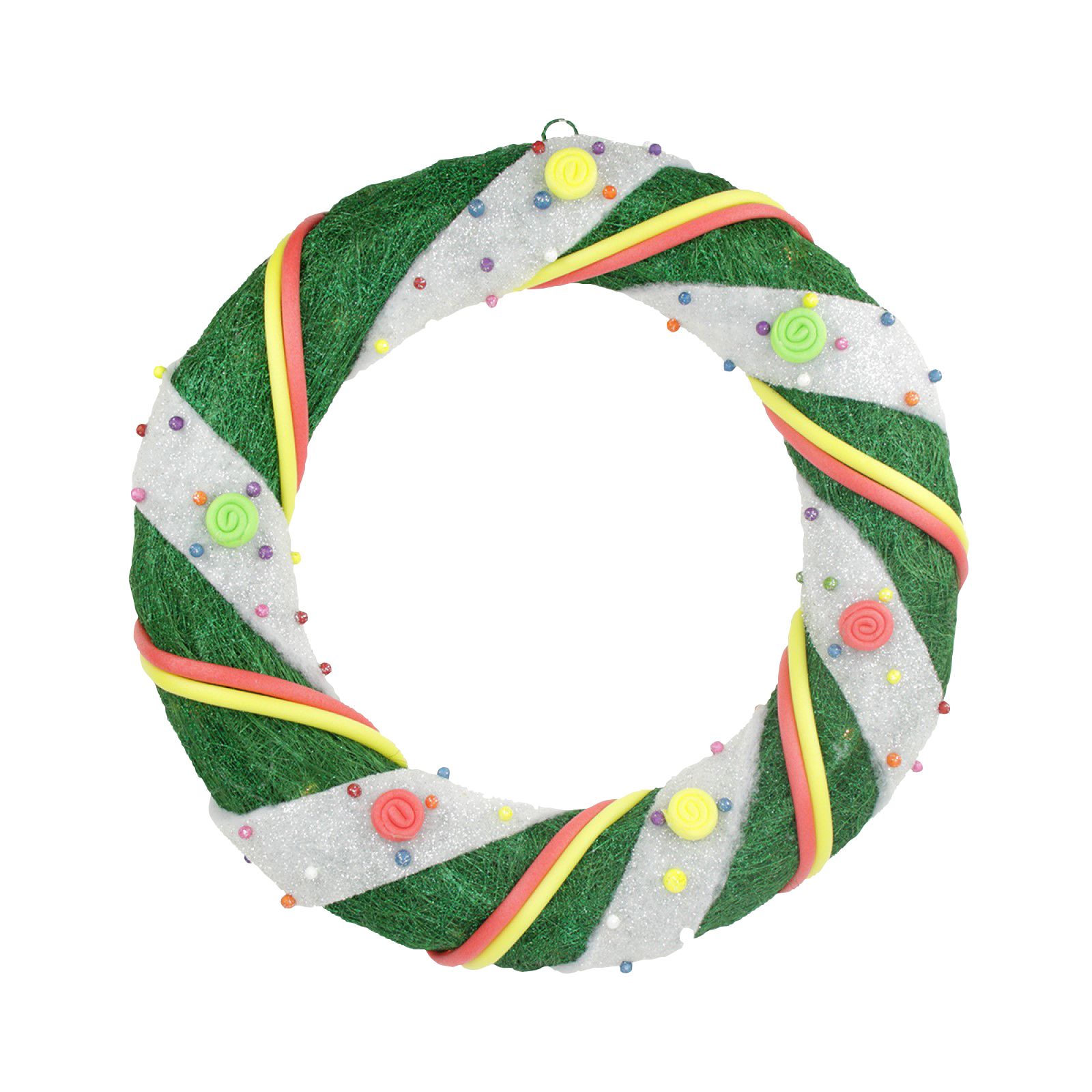 Northlight 18&quot; Pre-Lit Green and White Candy Striped Sisal Artificial Christmas Wreath - Clear Lights