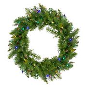 Northlight 24&quot; Pre-Lit Northern Pine Artificial Christmas Wreath - Multi-Color LED Lights