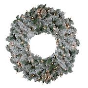 Northlight 30&quot; Pre-Lit Flocked Victoria Pine Artificial Christmas Wreath - Clear Lights