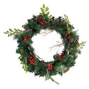 Northlight 24&quot; Pre-Decorated Frosted Pinecone and Berry Artificial Christmas Wreath - Unlit