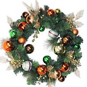 Northlight 24&quot; Green Foliage with Ornaments Artificial Christmas Wreath - Unlit