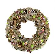 Northlight 19.5&quot; Brown Pine Cone and Fruit Glitter Artificial Christmas Wreath - Unlit