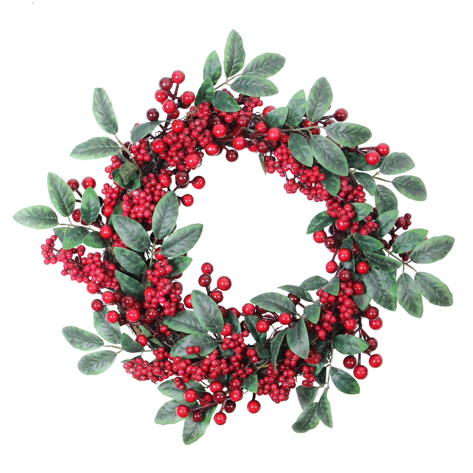 Northlight 18&quot; Lush Berry and Leaf Artificial Christmas Wreath - Unlit