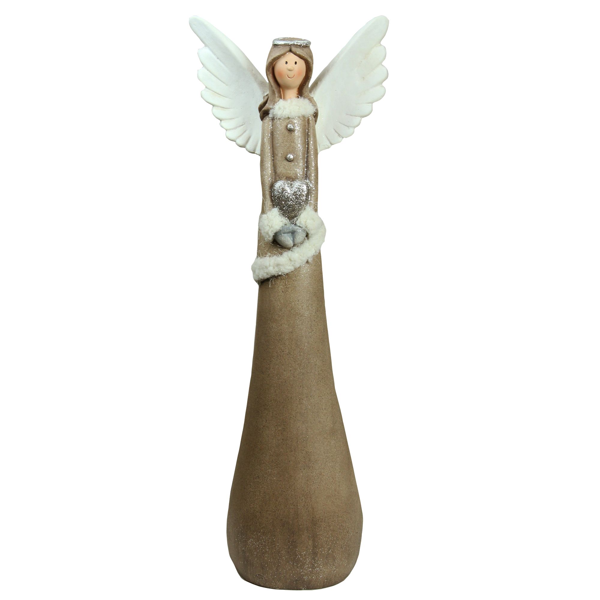 Northlight 24&quot; Angel with Heart Christmas Tabletop Figurine - Brown and White
