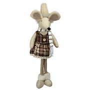 Northlight 21&quot; Standing Girl Mouse in Plaid Dress Christmas Tabletop Figure - Beige and Brown