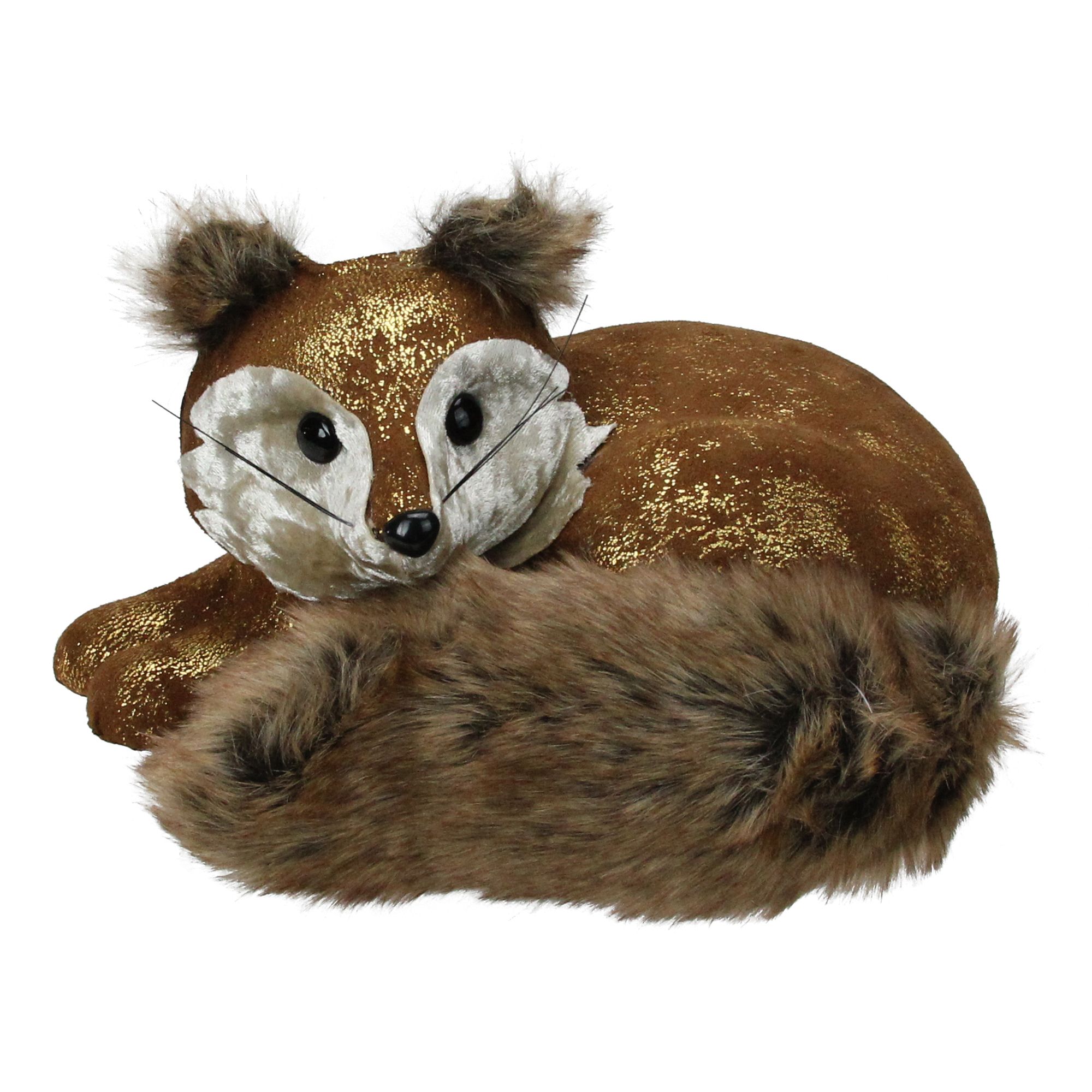 Northlight 16.5&quot; Fox Lying Down Christmas Table Figure - Brown and Gold